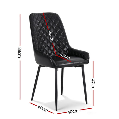 Artiss 2x Dining Chairs Retro PU Leather Kitchen Lounge Cafe Accent Chair Black