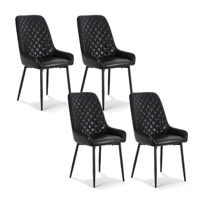 Artiss 4x Dining Chairs Retro PU Leather Kitchen Lounge Cafe Accent Chair Black