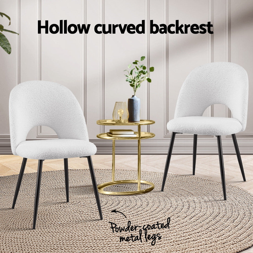1 Set of 2 Artiss Dining Chair Boucle Sherpa