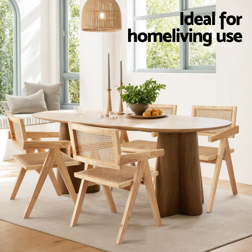 Artiss 4x Dining Chairs Wooden Rattan Seat Rubber Wood Frame