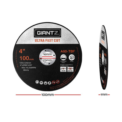Giantz 100-Piece Cutting Discs 4" 100mm,Giantz 100pcs 4" Cutting Discs 100mm Angle Grinder Thin Cut Off Wheel for Metal