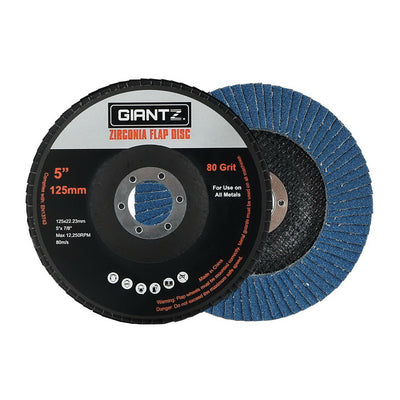 Giantz 10 PCS Zirconia Sanding Flap Disc 5" 125mm 80Grit Angle Grinding Wheel