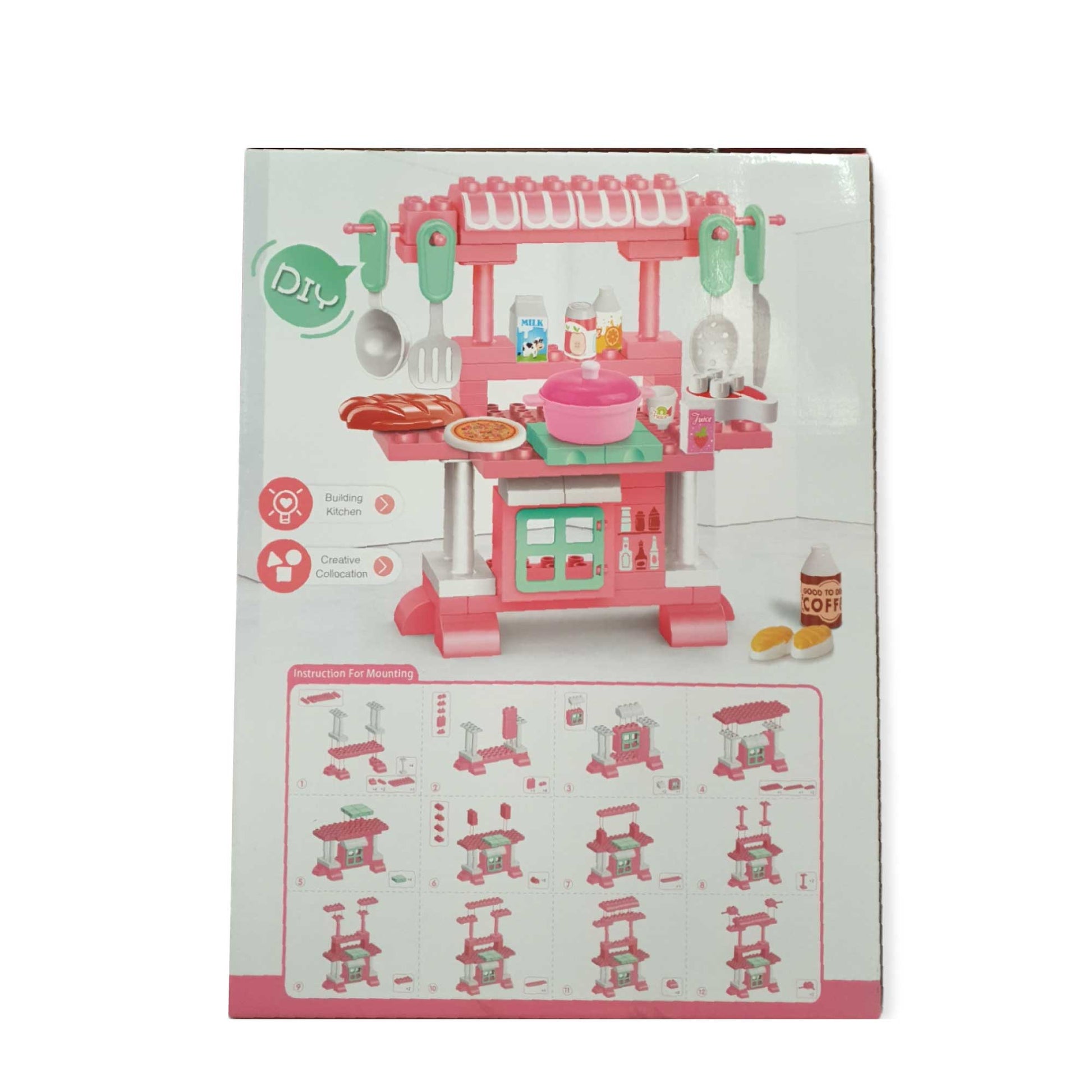 DIY Kitchen Block Play House - Kids Toy Creative Build Fun Set