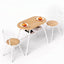 Artiss Oval Dining Table Set 3PC Space-Saving Bistro Kitchen Storage Wine Rack Natural White