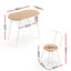 Artiss Oval Dining Table Set 3PC Space-Saving Bistro Kitchen Storage Wine Rack Natural White