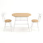 Artiss Oval Dining Table Set 3PC Space-Saving Bistro Kitchen Storage Wine Rack Natural White