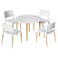 1 Artiss Dining Table and 4 Chairs Set White Wood