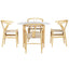 1 Artiss Dining Table and 4 Chairs Set Wishbone Wood