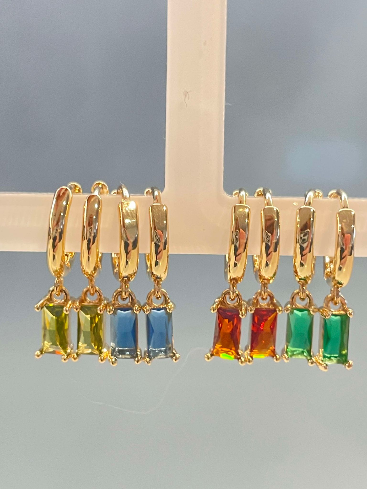 Dangling earring - pink/orange stone – Tarnish Proof Jewellery