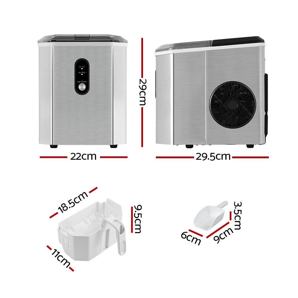Devanti 12kg Ice Maker Machine w/Scoop Holder Silver