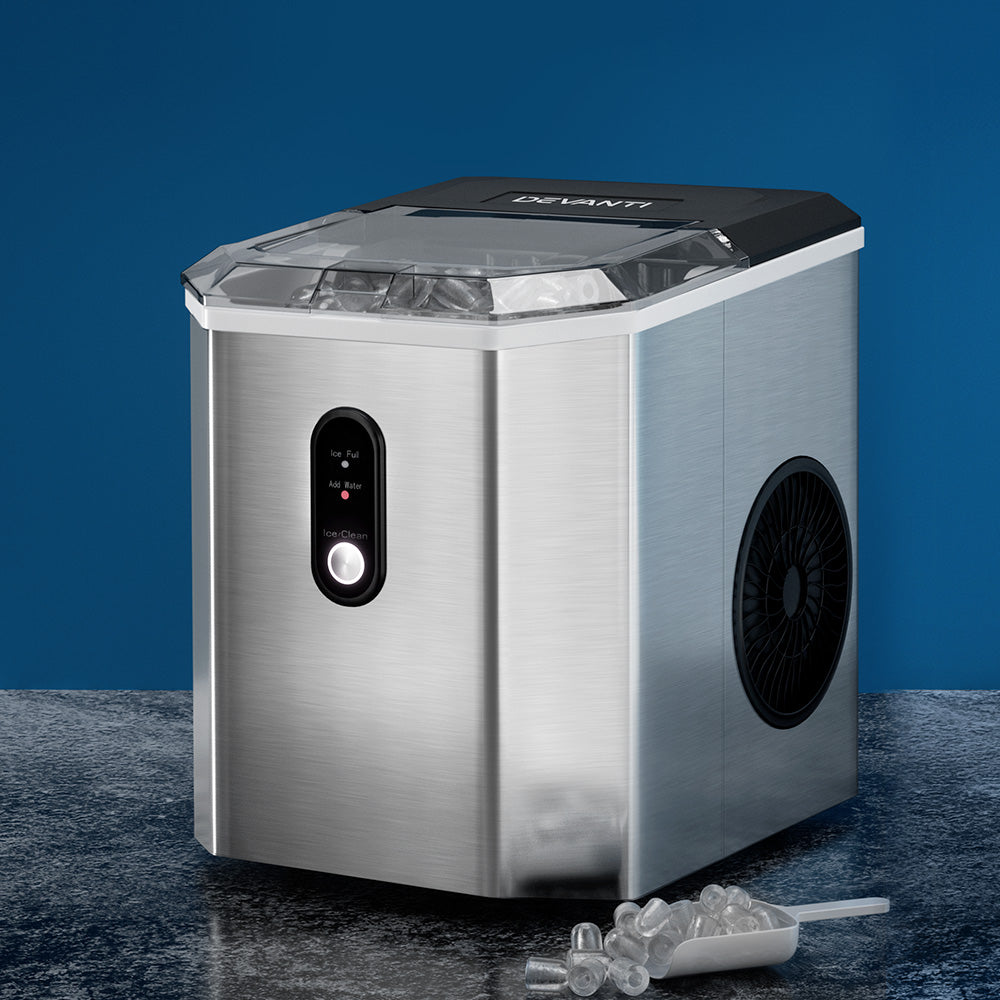 Devanti 12kg Ice Maker Machine w/Scoop Holder Silver