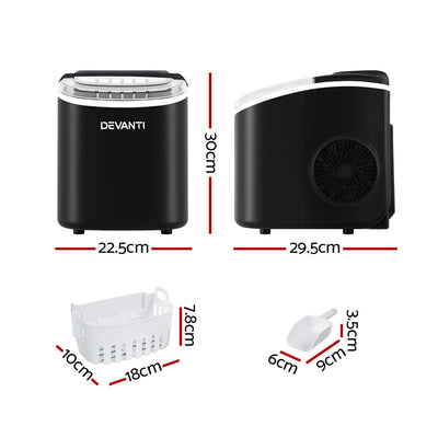 Devanti 12kg Ice Maker Machine w/Self Cleaning Black