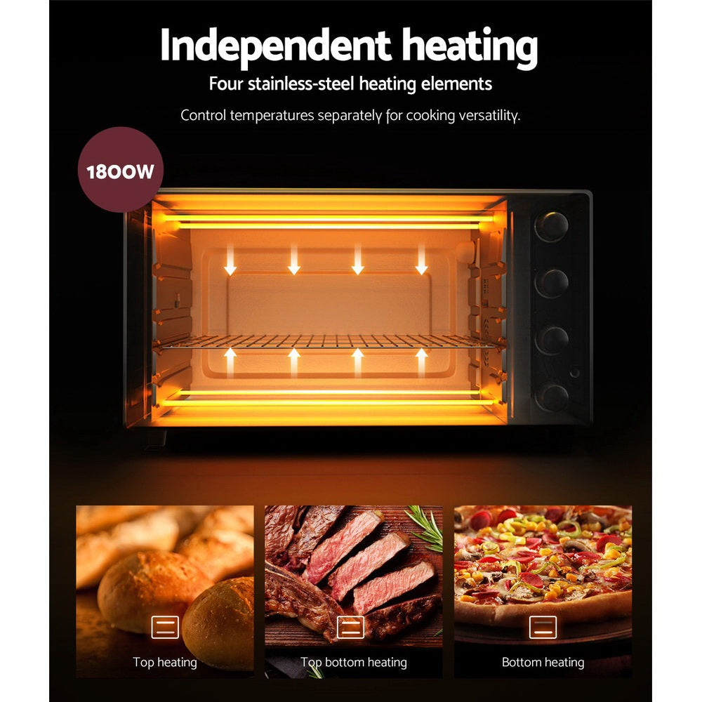 Devanti 48L Convection Oven Electric Fryer Ovens 1800W