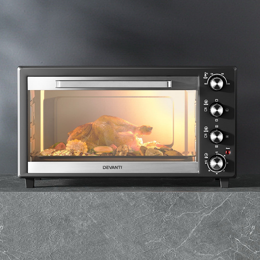 Devanti 48L Convection Oven Electric Fryer Ovens 1800W