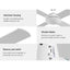 Devanti 52'' Ceiling Fan DC Motor 4 Blades w/Remote - White