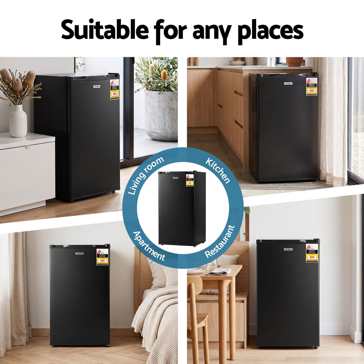 Devanti 81L Upright Freezer Fridge Black