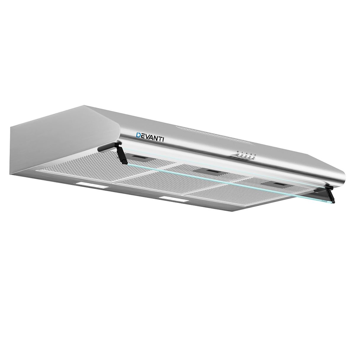 Devanti 900mm Range Hood 90cm Rangehoods Glass Visor Silver