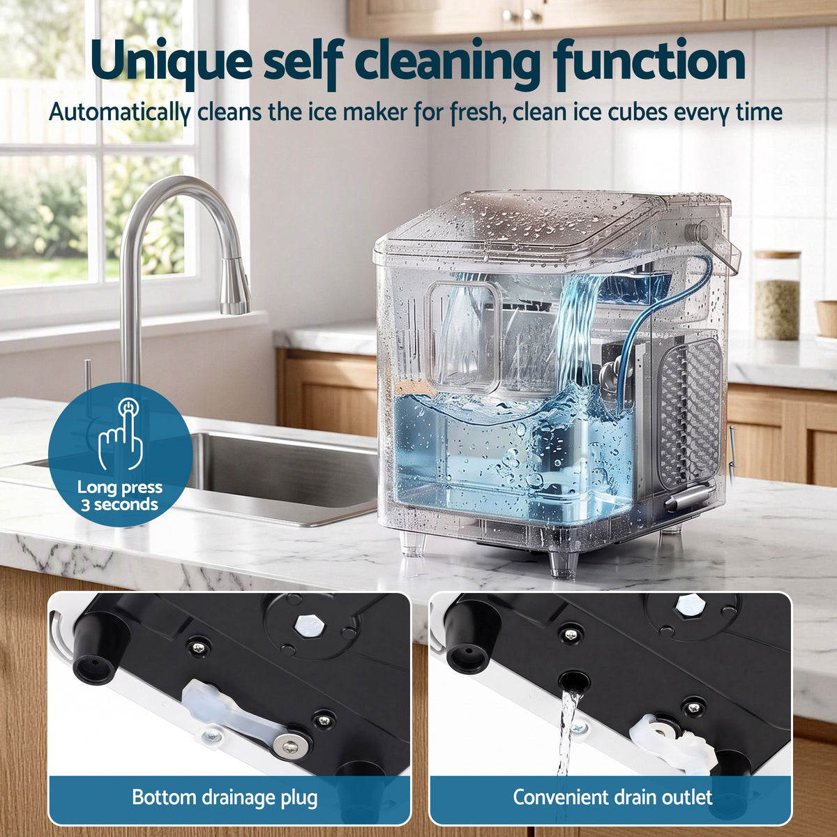 Devanti Ice Maker 11-12kg Portable Bullet Cube Machine White