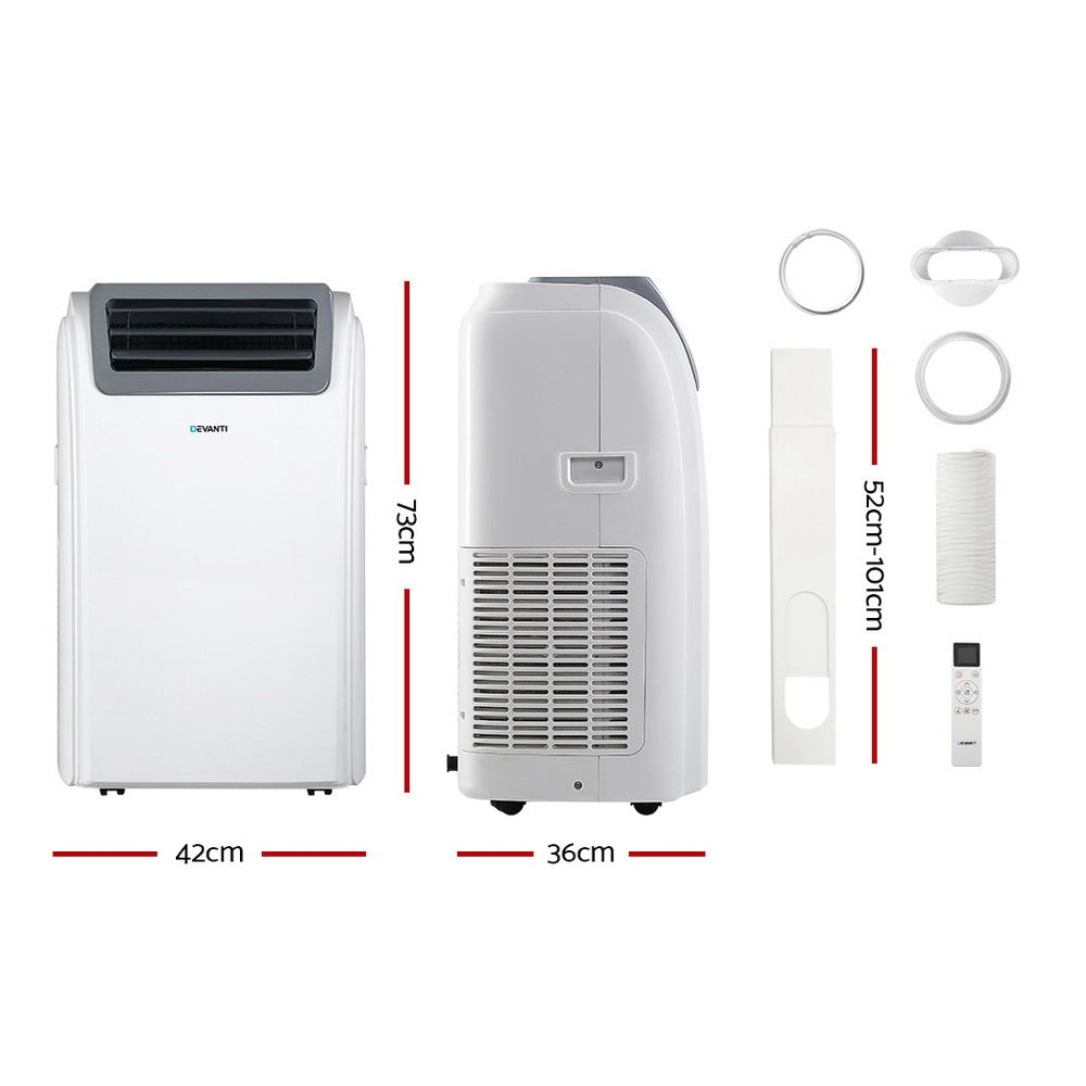 Devanti Portable Air Conditioner Cooling Mobile Fan Cooler Dehumidifier Window Kit White 3300W