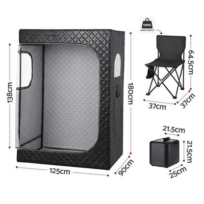 Devanti Portable Steam Sauna Tent 2 Person 1000W 3L Steamer Home SPA 60Min Timer