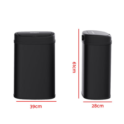 Devanti Sensor Bin 50L Motion Rubbish Trash Can Auto Touch Free Kitchen Black