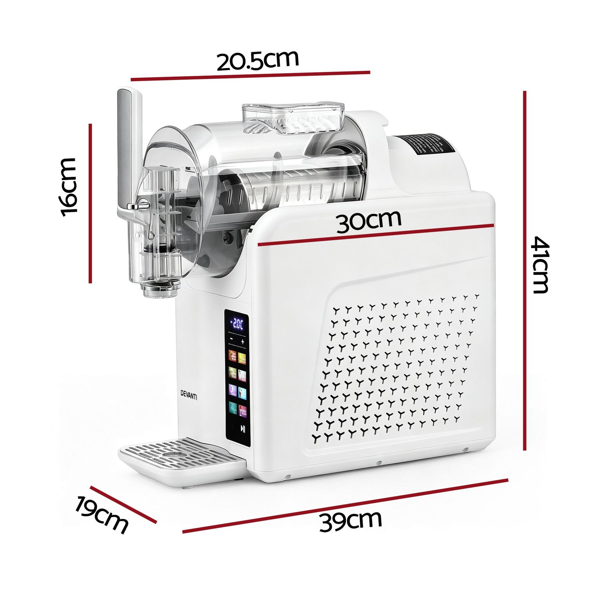 Devanti Slushie Machine 2L Frozen Drink Maker Ice Cream Cocktail Slush Maker White