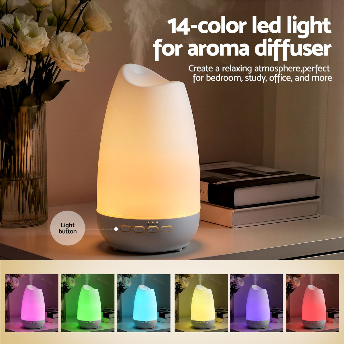 Devanti Ultrasonic Essential Oil Aroma Diffuser Aromatherapy Cool Mist Humidifier w/ LED Light 300ml