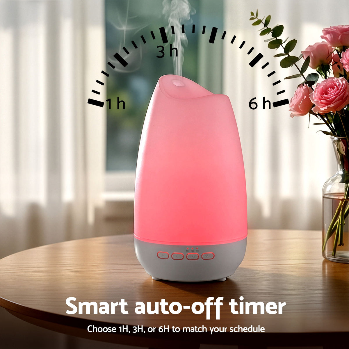 Devanti Ultrasonic Essential Oil Aroma Diffuser Aromatherapy Cool Mist Humidifier w/ LED Light 300ml