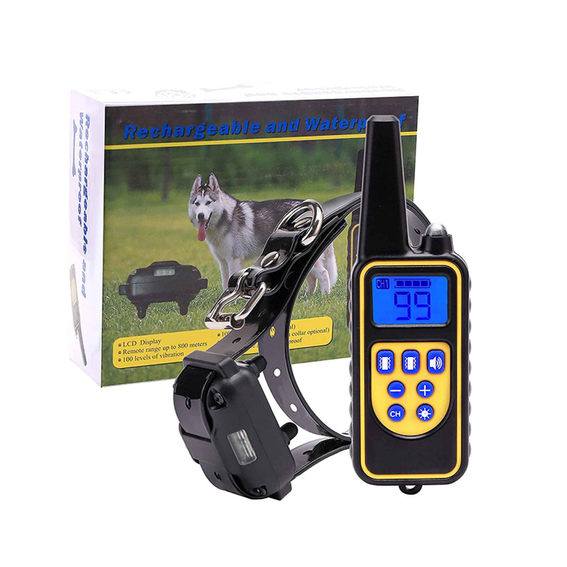 Dog Bark Collar - 1x 800m Range Receiver Vibration Sound Light Training Device