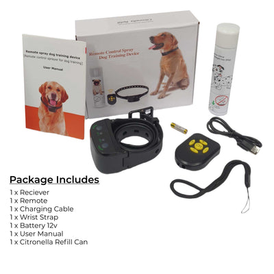 Dog Bark Collar - Automatic + Remote Citronella Rechargeable Mist Spray Training