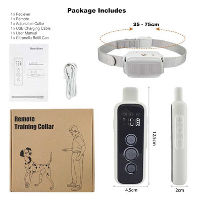 Dog Bark Collar - Rechargeable Remote Citronella Mist Spray Trainer