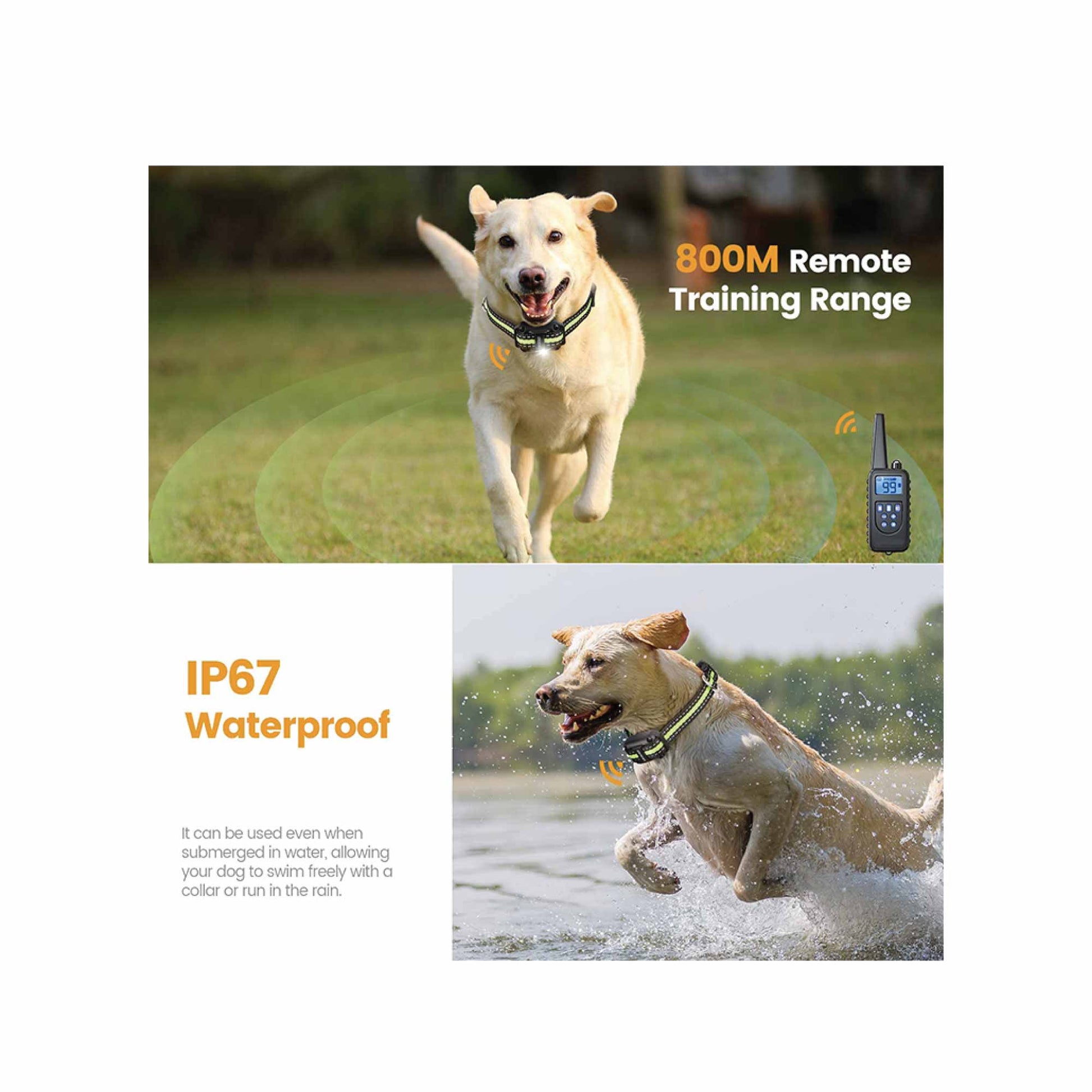 Dog Bark Collars - 3x 800m Range Recievers Vibration Sound Light Training Device