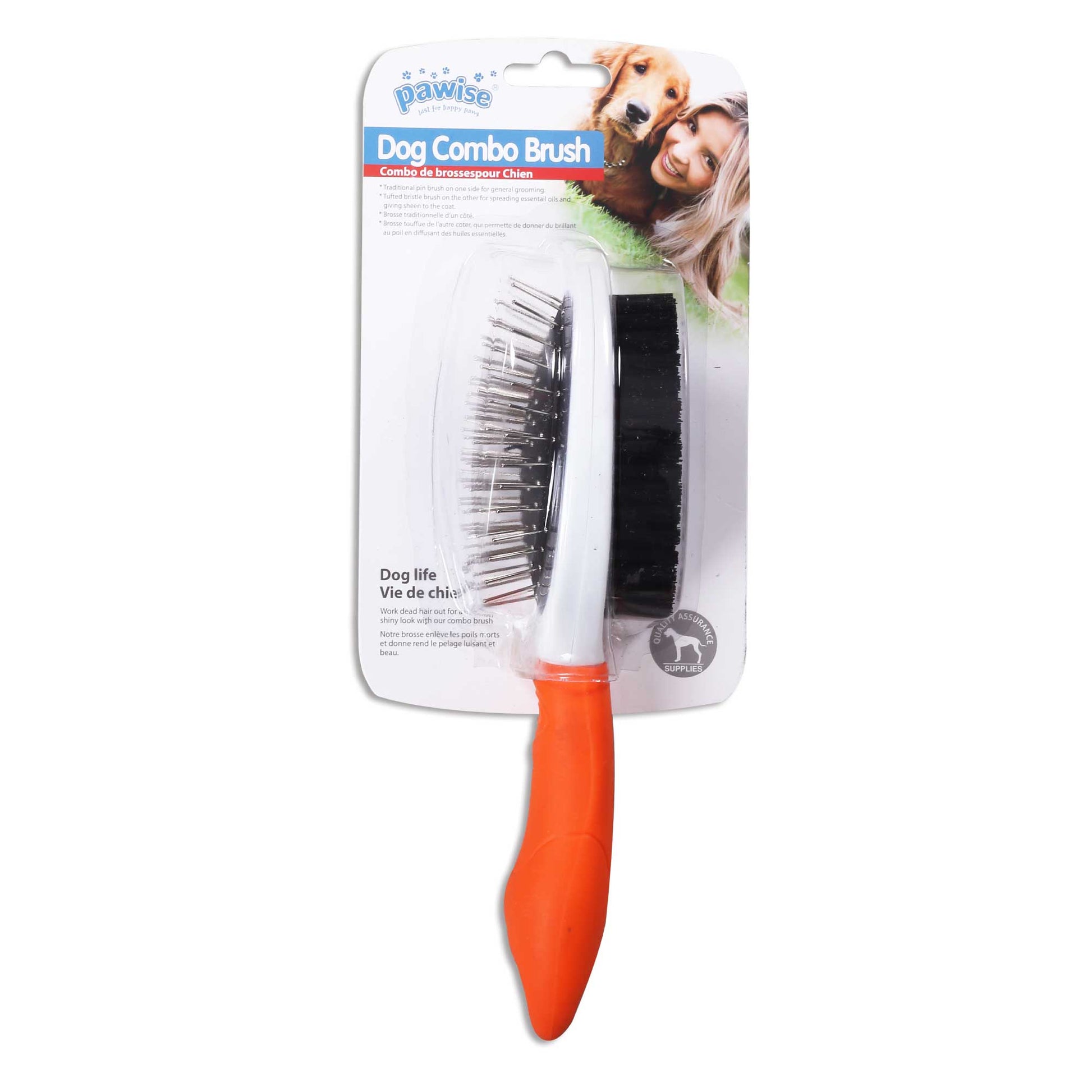 Dog Double Sided Brush Combo Bristle Pins Cat Pet Shedding Comb Grooming Pawise