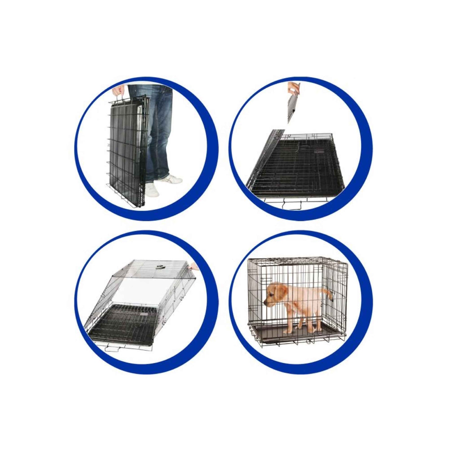 Dog Wire Crate Deluxe Bed Large Pet Puppy Portable Kennel Travel Training Cage