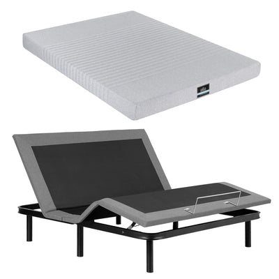 Artiss King Bed Frame and Giselle Bedding King Memory Foam Mattress Set, Electric Bed Base with Zero Gravity & 7 Zone Cooling Comfort for Back Pain Relief, Black & Grey, 15cm Thickness