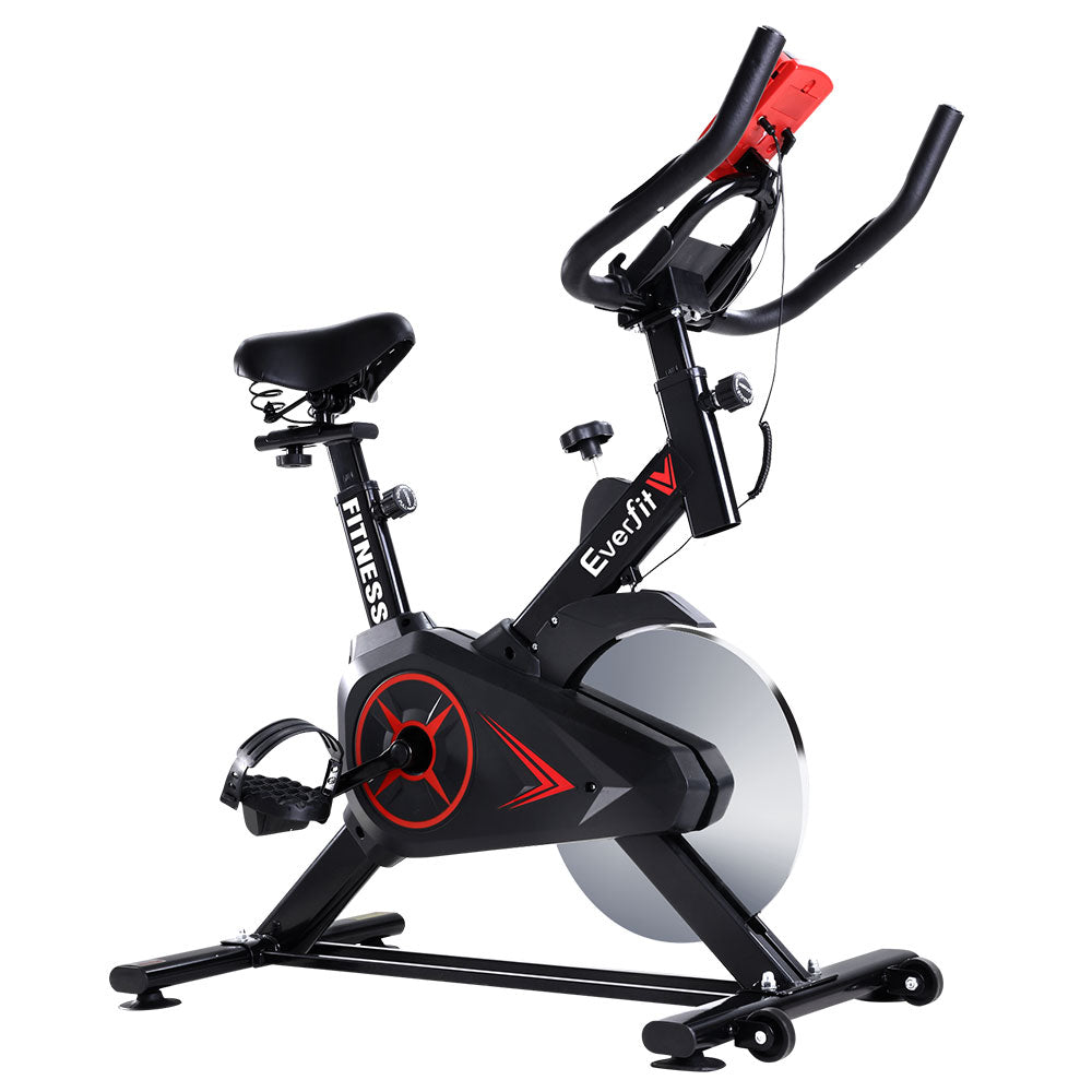 Spin Exercise Bike Flywheel Fitness Commercial Home Workout Gym Phone Holder Black Australia