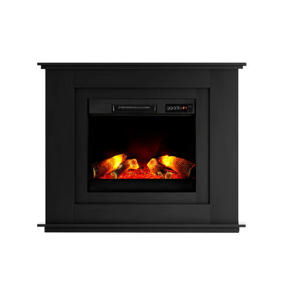 Devanti 2000W Electric Fireplace Mantle Portable Fire Log Wood Heater 3D Flame Effect Black