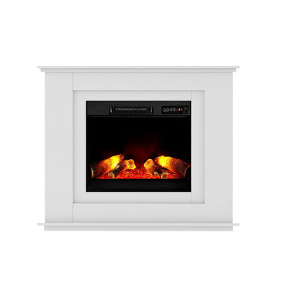 Devanti 2000W Electric Fireplace Mantle Portable Fire Log Wood Heater 3D Flame Effect White