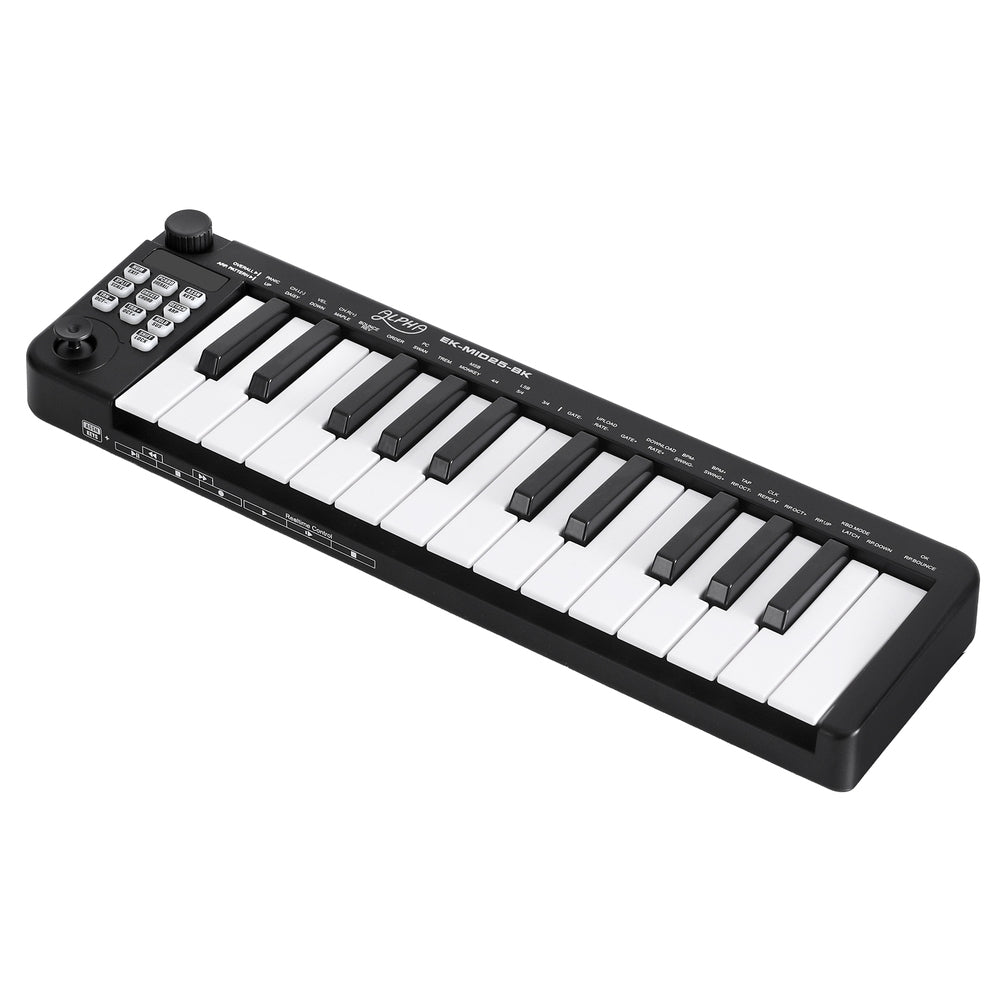 Alpha 25-Key MIDI Keyboard Controller Portable USB Laptop Black