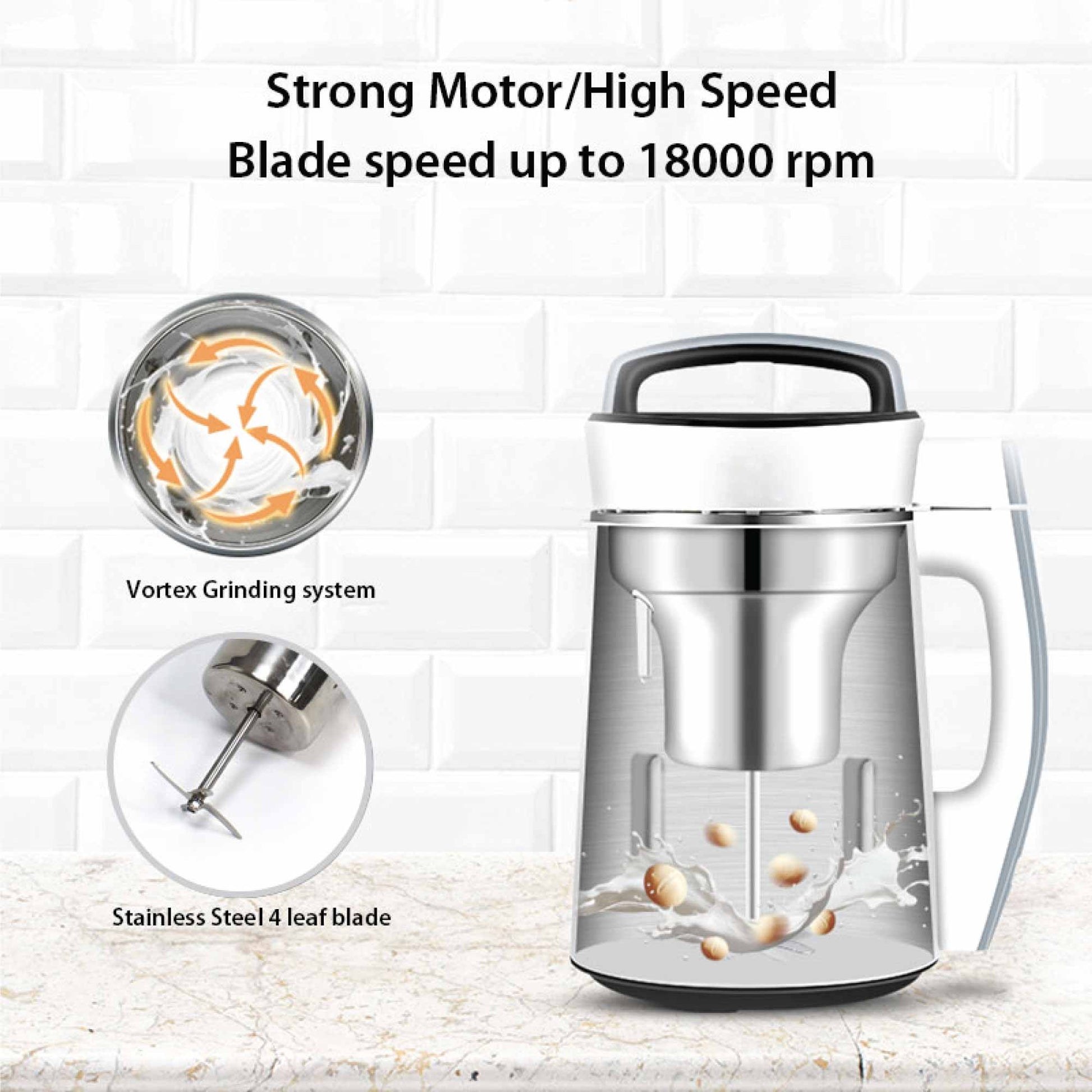 Electric Soy Bean Milk and Soup Maker Machine -Automatic Soya Almond Nut Blender