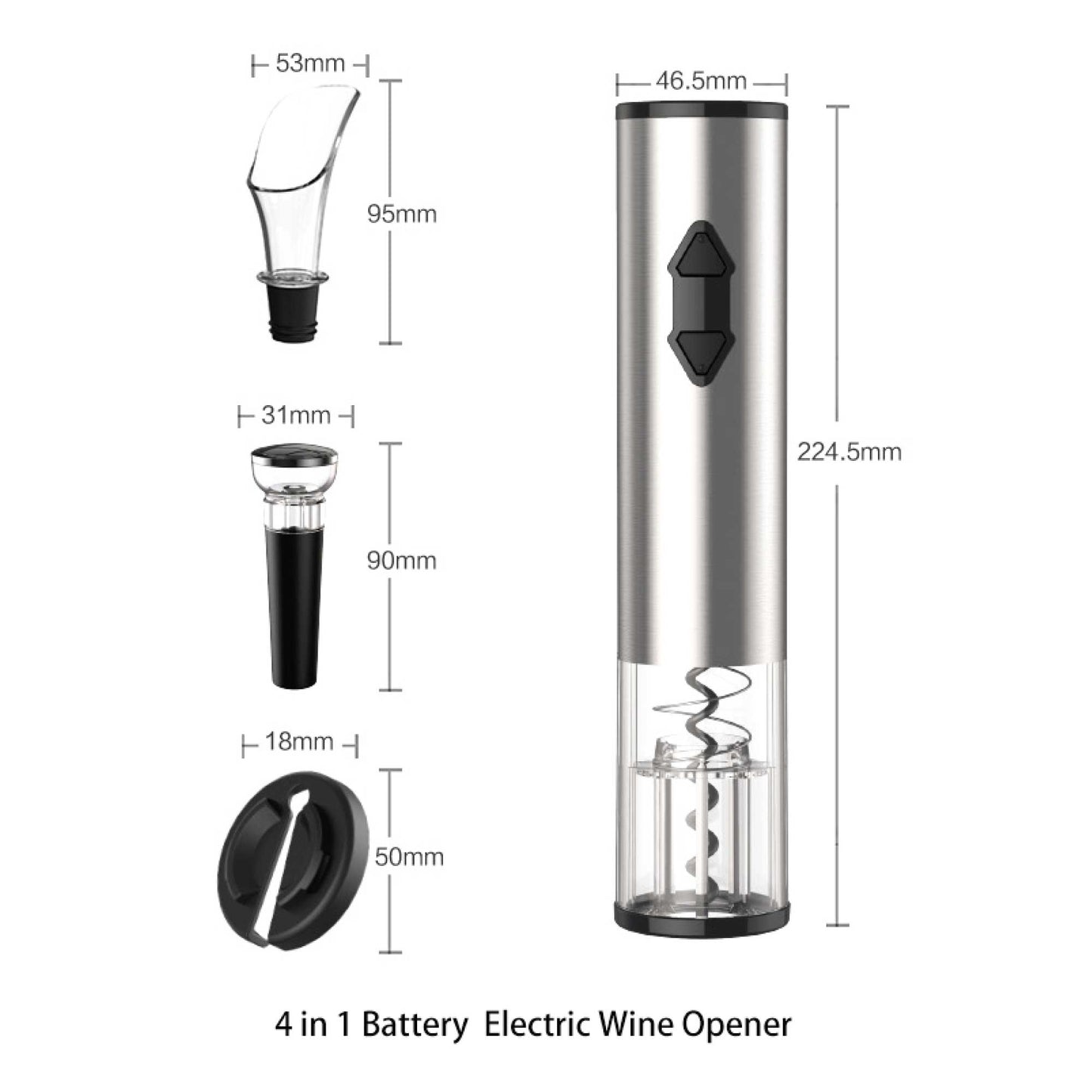 Electric Wine Bottle Opener Set - Automatic Corkscrew Pourer Pump Sealer Cutter