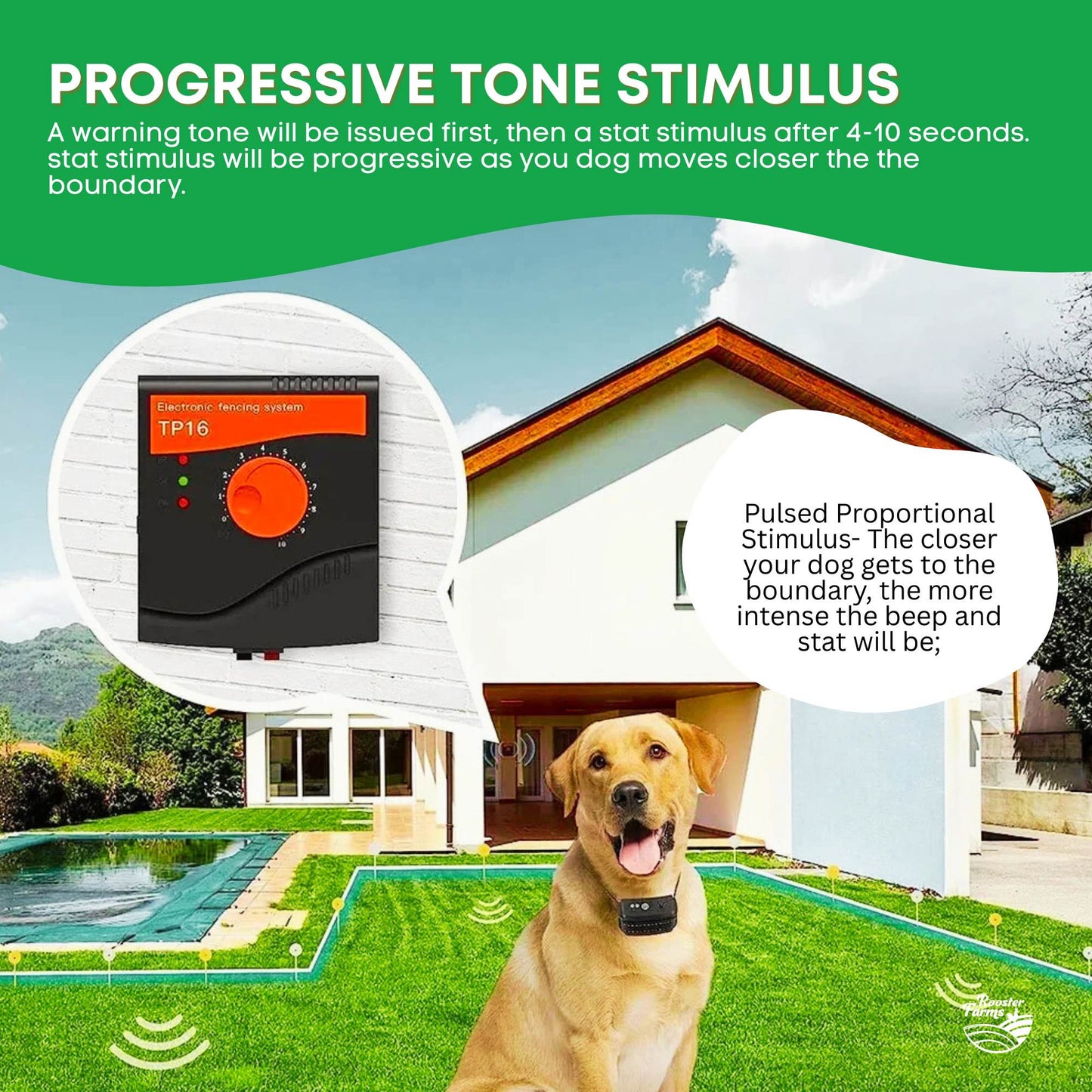 Electronic Dog Fence System -Invisible Electric Wireless TP16 Containment Collar