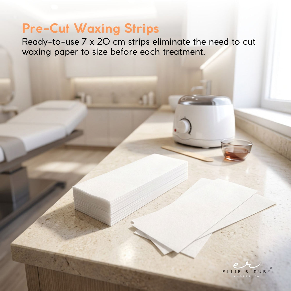Ellie & Ruby 100x Pre-Cut Wax Strips 70gsm Non-Woven Hair Removal Papers