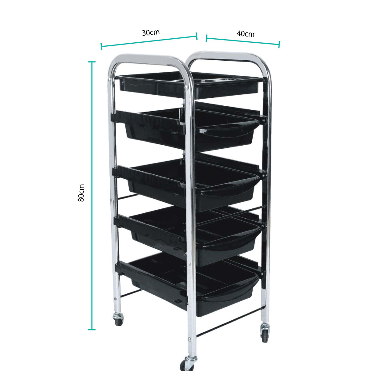 Ellie & Ruby 5 Tier Salon Trolley Hairdressing Storage Cart 4 Drawers