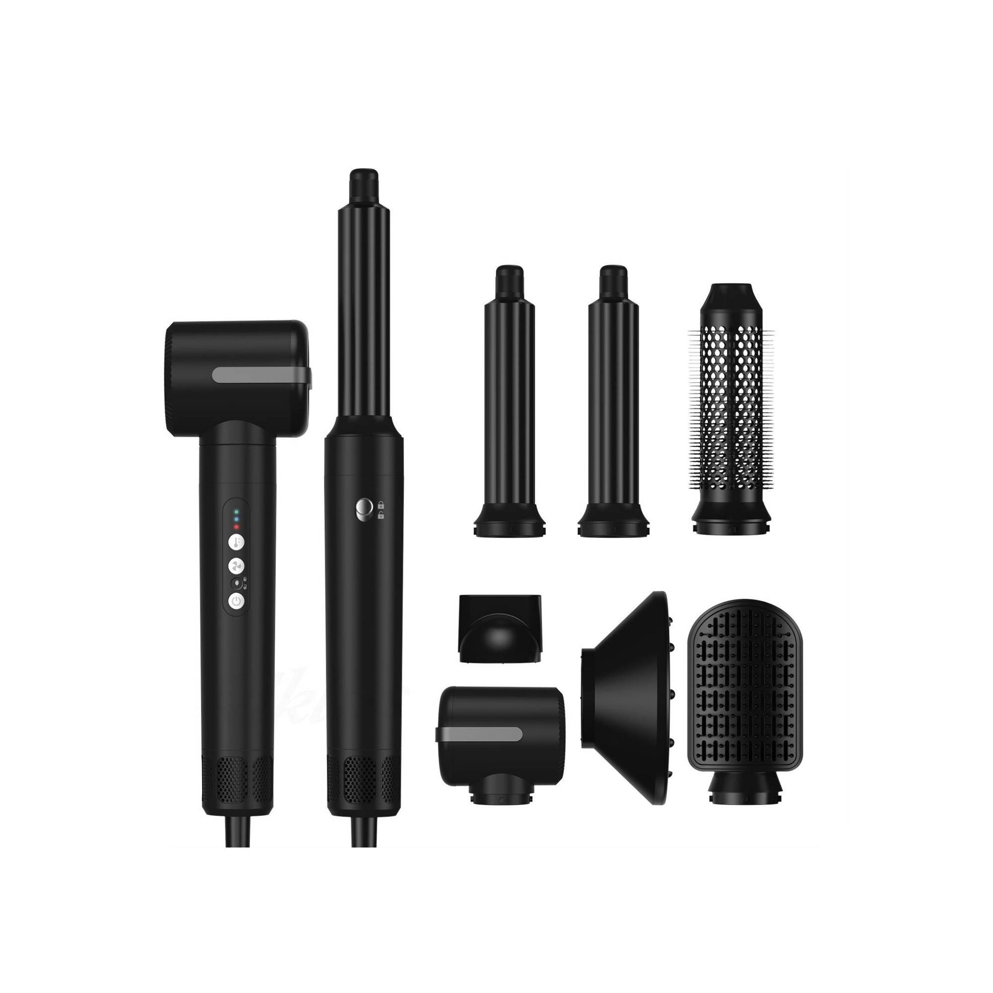 Ellie & Ruby 7-in-1 Hot Air Hair Styler - 1400W Dryer Wrap Brush Curler Black