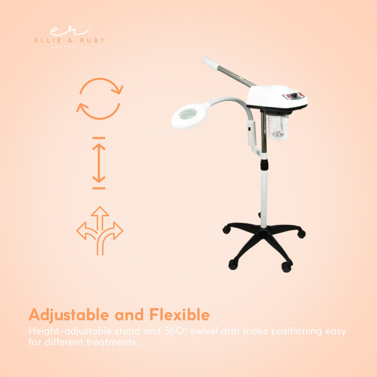 Ellie & Ruby Facial Steamer Magnifying Lamp - 2in1 Professional Beauty Machine