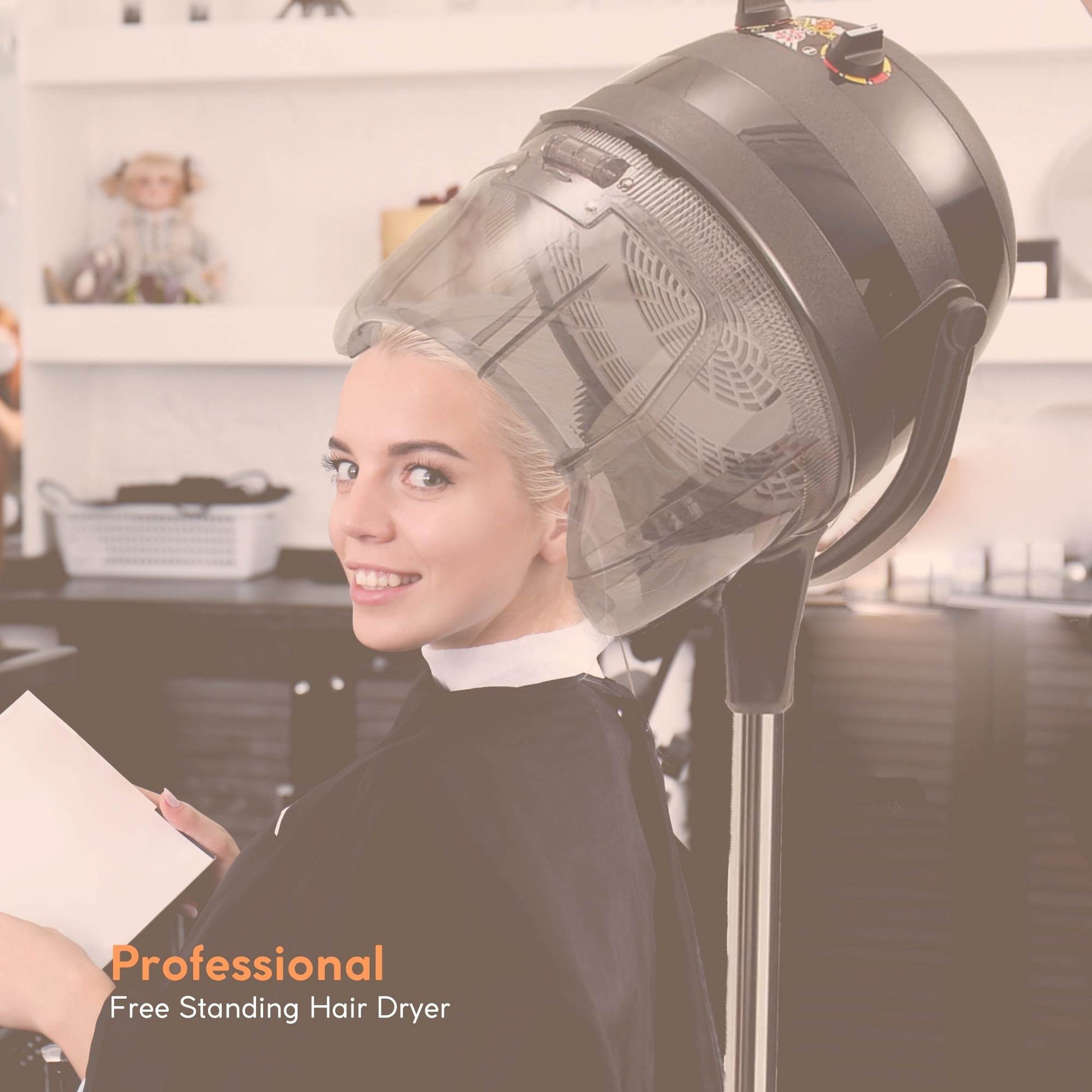 Ellie & Ruby Free Standing Hair Dryer Hood - Adjustable Salon Hairdryer