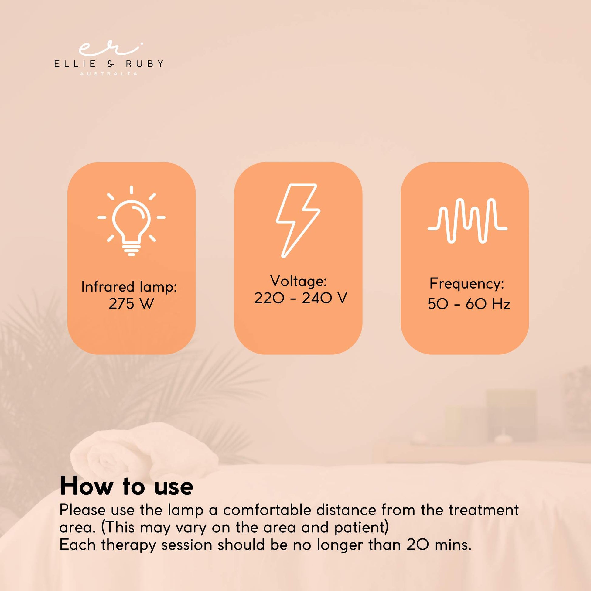 Ellie & Ruby Infrared Heat Floor Lamp 275W Mobile Dimmable Home Salon Treatment