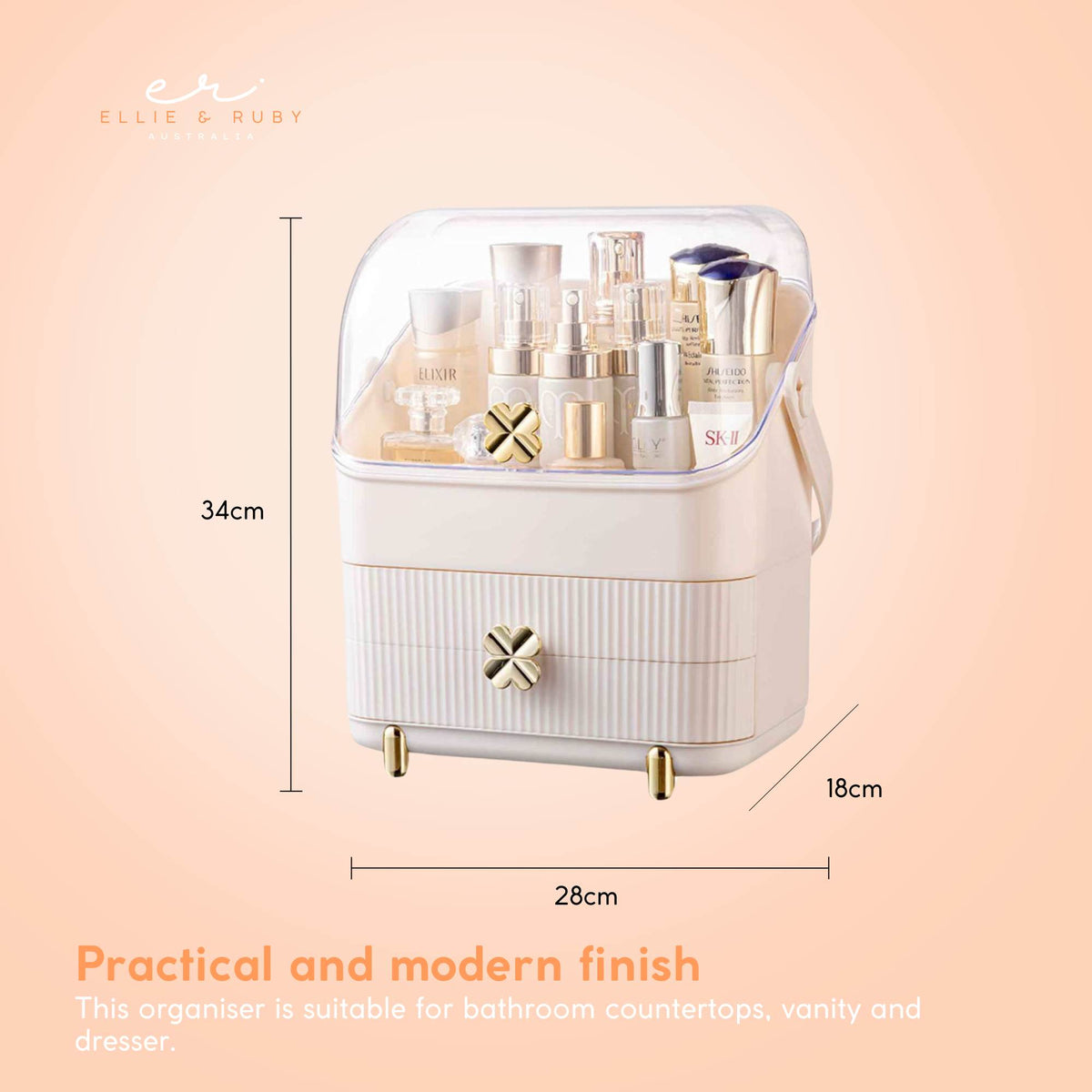Ellie & Ruby Makeup Organiser Cosmetic Storage Case Jewellery Vanity Box