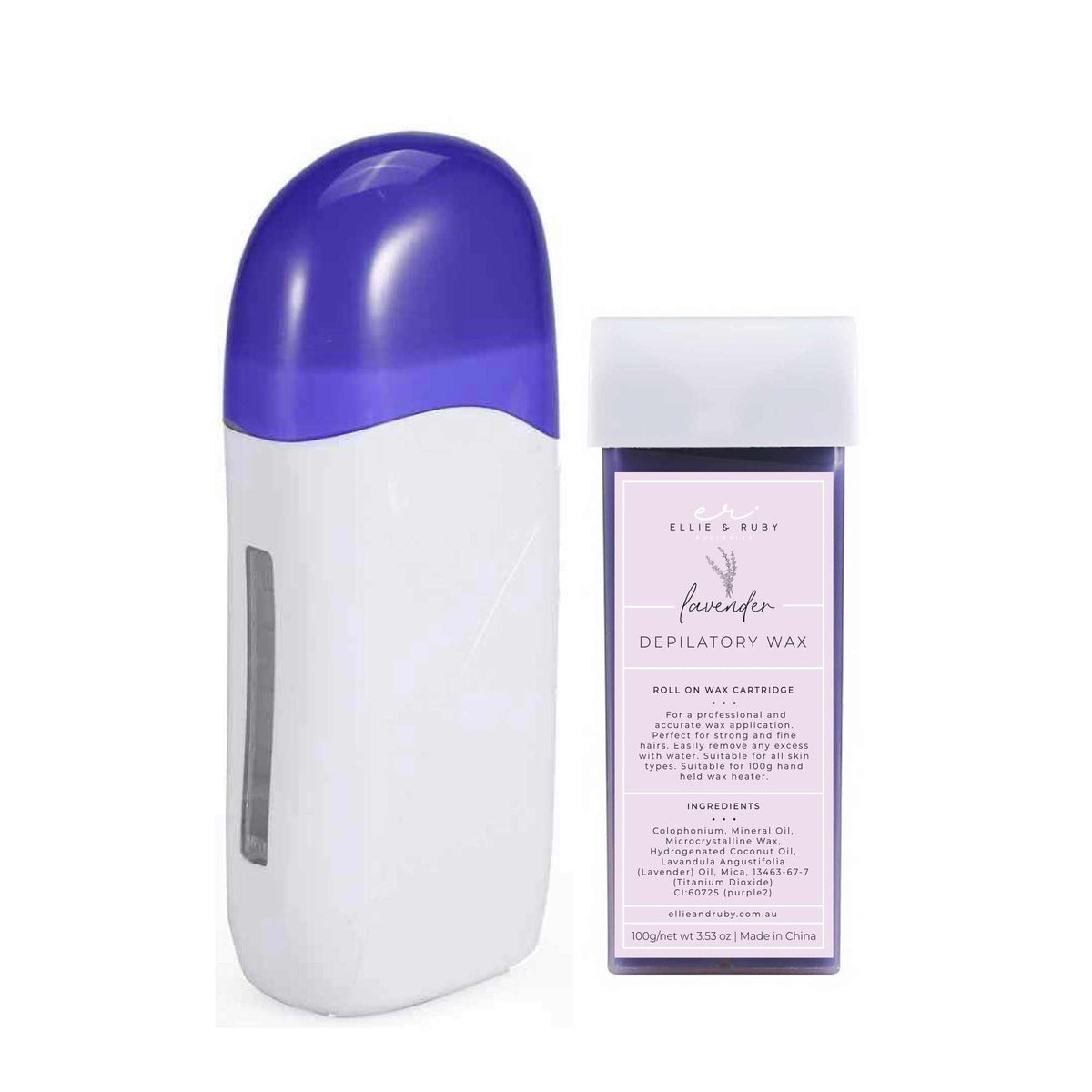 Ellie & Ruby Roll On Wax Heater Warmer with Cartridge Hair Removal Kit